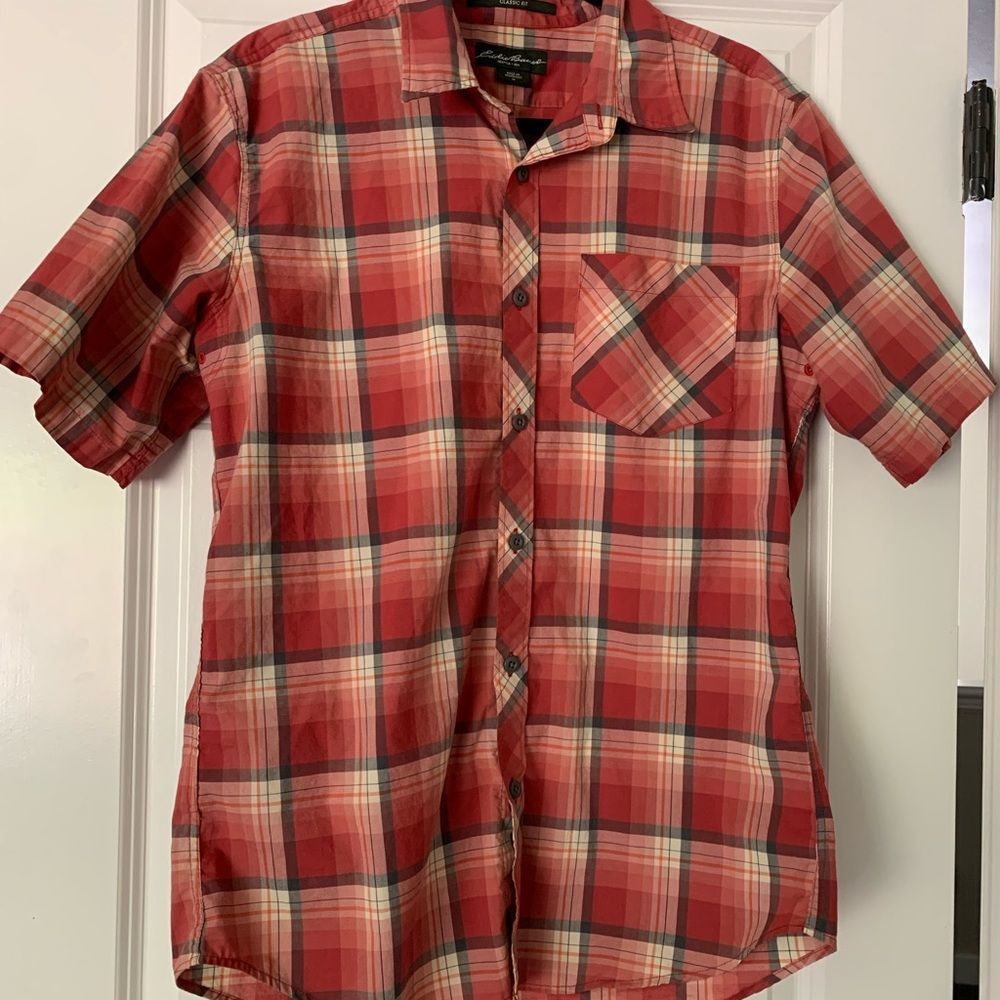Eddie Bauer Mens Plaid Button Up Shirt size medium